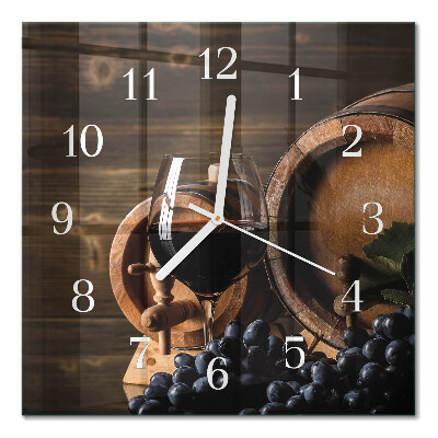 Glass clock square A barrel of wine