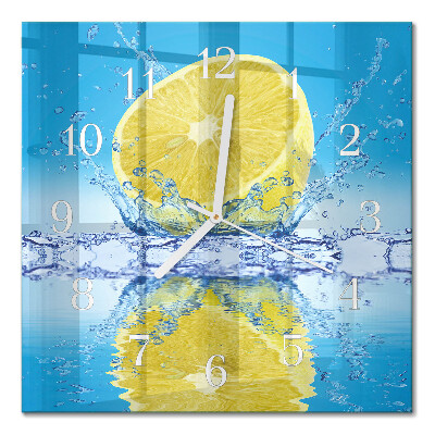 Glass wall clock square Citrus