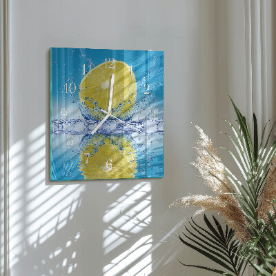 Glass wall clock square Citrus