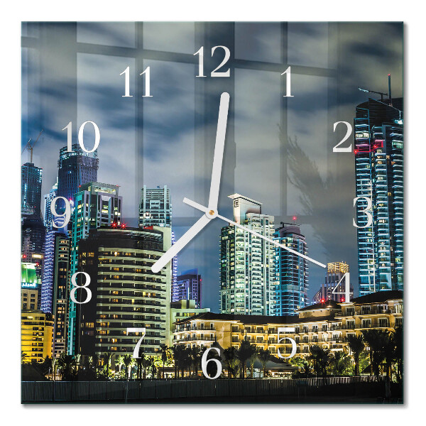 Glass clock square Night city