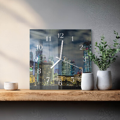 Glass clock square Night city