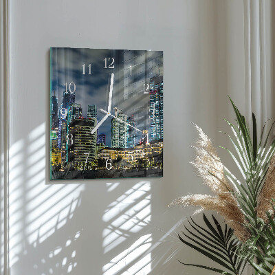 Glass clock square Night city