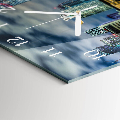 Glass clock square Night city