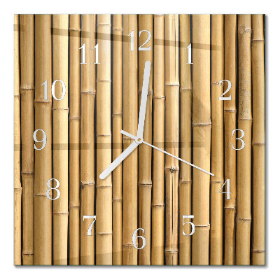 Glass wall clock square Bamboo