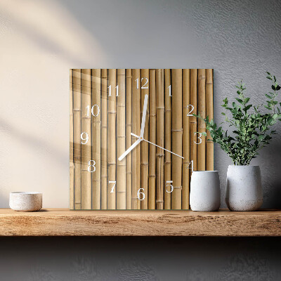 Glass wall clock square Bamboo