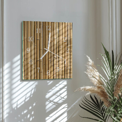 Glass wall clock square Bamboo