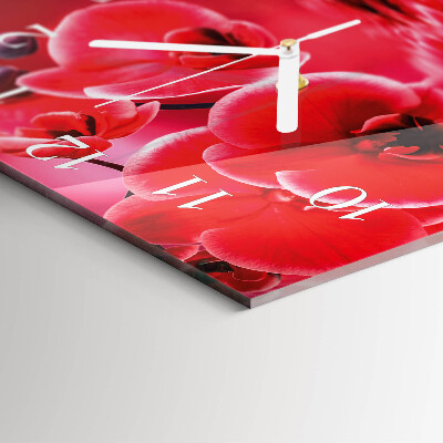 Glass clock square Orchid
