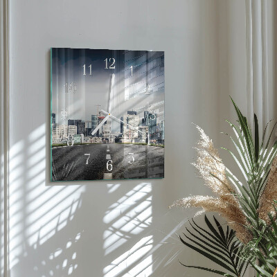 Square wall clock Road to the city