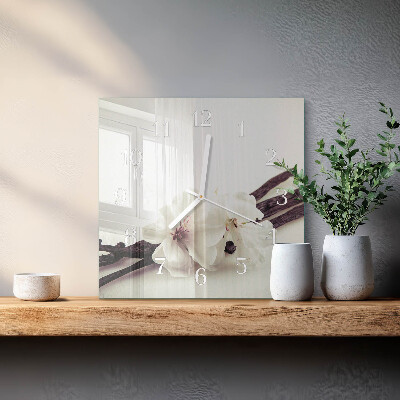 Glass clock square Vanilla