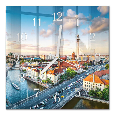 Square kitchen clock A river in the city
