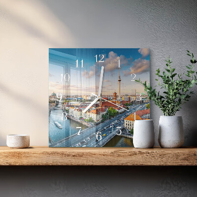 Square kitchen clock A river in the city