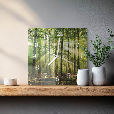 Square wall clock Forest nature