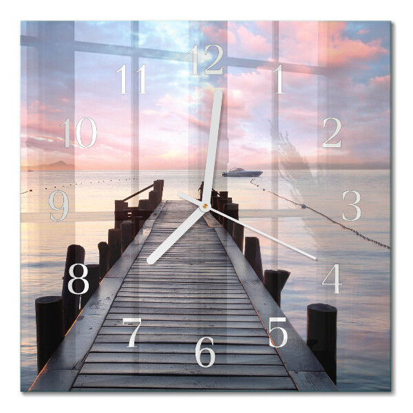 Glass wall clock square Bridge