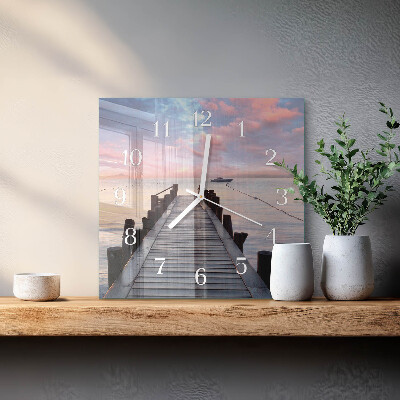 Glass wall clock square Bridge