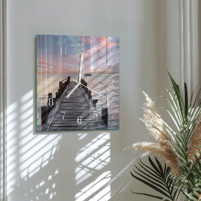 Glass wall clock square Bridge