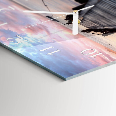 Glass wall clock square Bridge