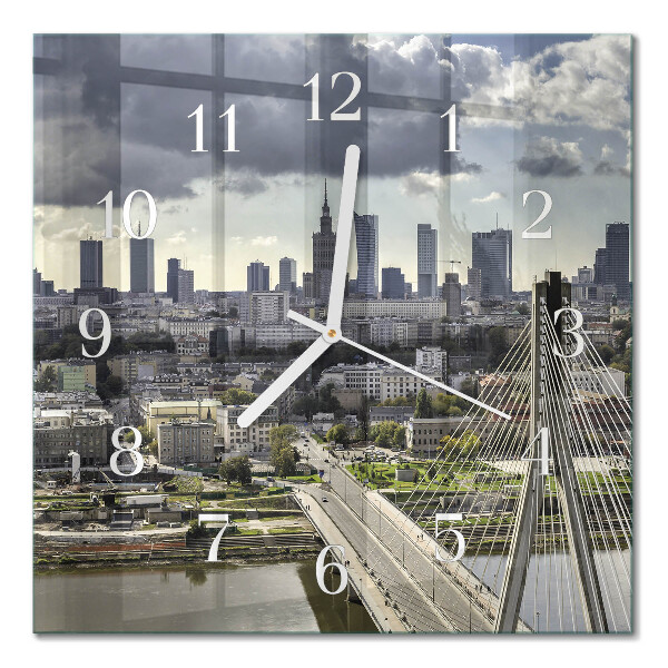 Glass wall clock square Warsaw