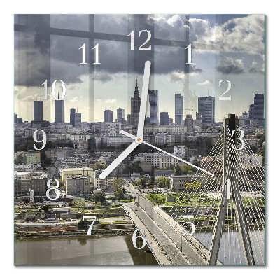 Glass wall clock square Warsaw