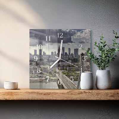 Glass wall clock square Warsaw