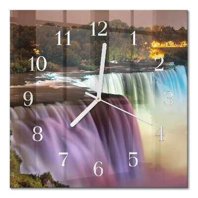 Glass wall clock square Waterfall
