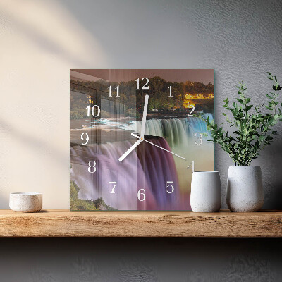 Glass wall clock square Waterfall