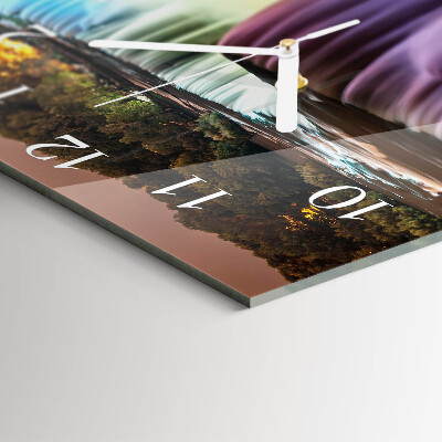 Glass wall clock square Waterfall