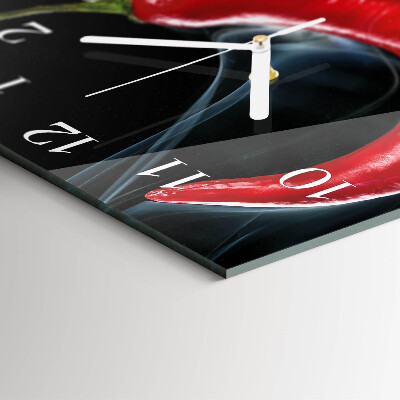 Glass clock square Chili pepper