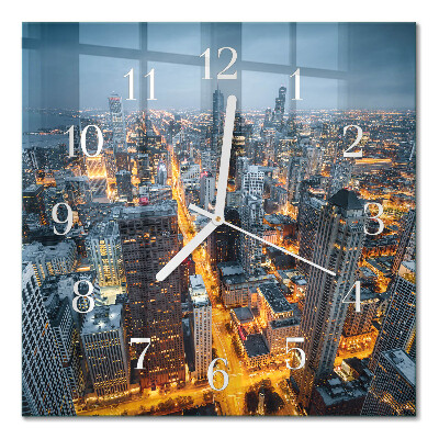 Square wall clock Night city