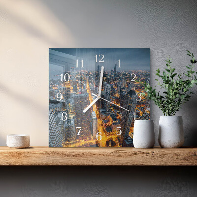 Square wall clock Night city