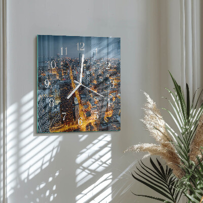 Square wall clock Night city