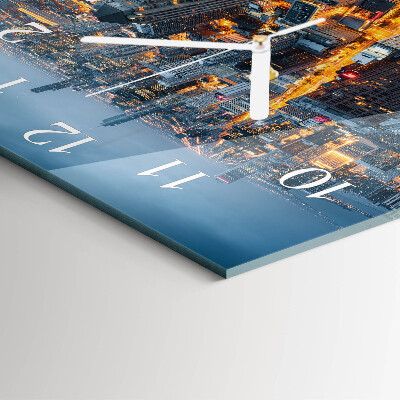 Square wall clock Night city