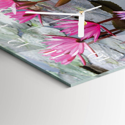 Square wall clock Water lilies
