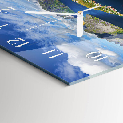 Glass wall clock square Mountains