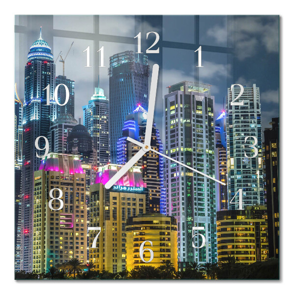 Glass wall clock square City