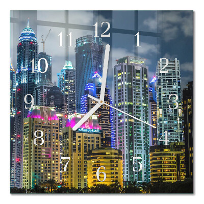 Glass wall clock square City