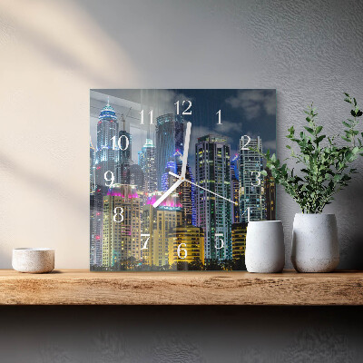 Glass wall clock square City