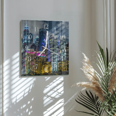 Glass wall clock square City