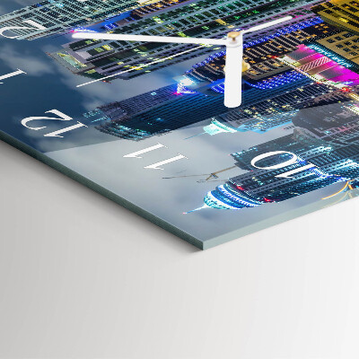 Glass wall clock square City