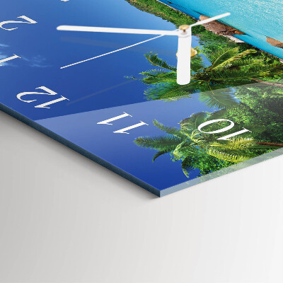 Glass wall clock square Palm island