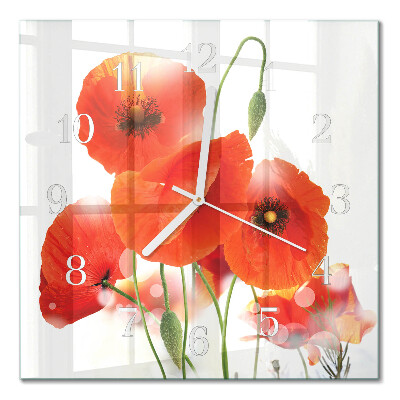 Square kitchen clock Poppies