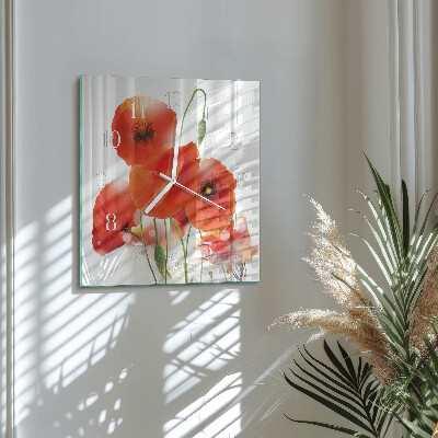 Square kitchen clock Poppies