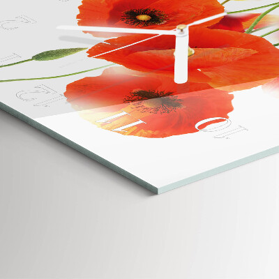 Square kitchen clock Poppies