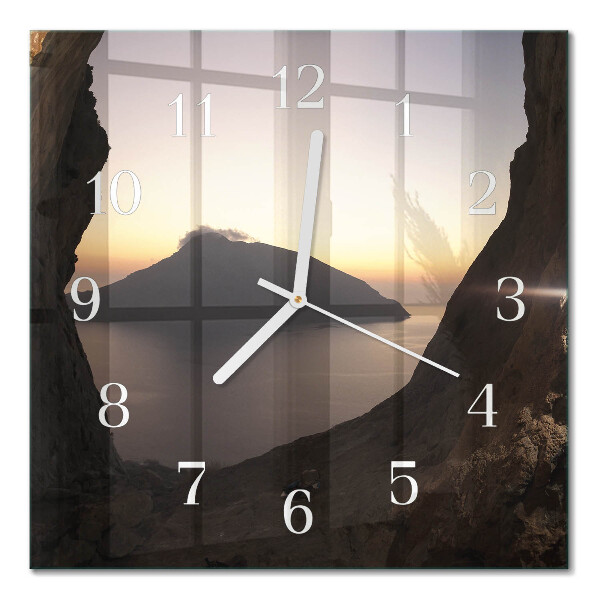 Square wall clock Ocean mountain