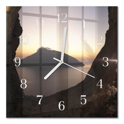 Square wall clock Ocean mountain