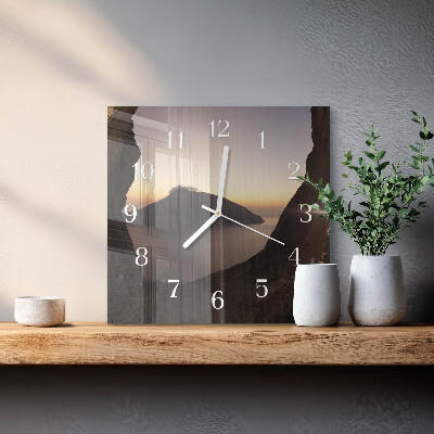 Square wall clock Ocean mountain