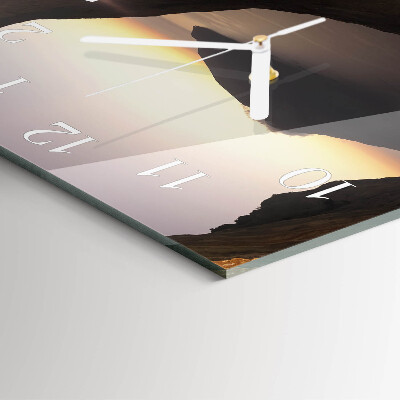 Square wall clock Ocean mountain