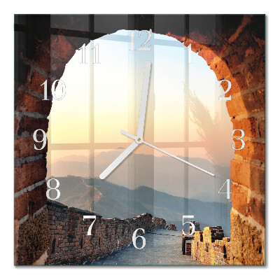 Glass wall clock square Great wall of china