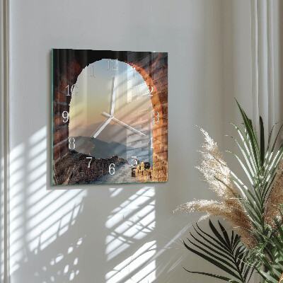 Glass wall clock square Great wall of china