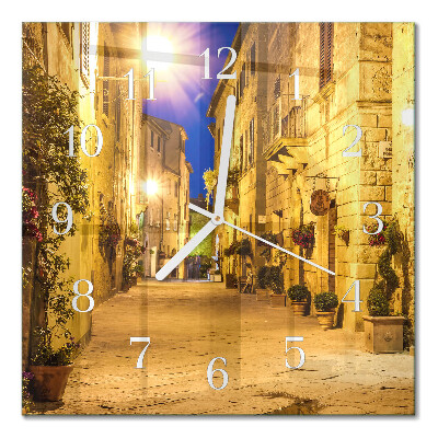 Glass wall clock square Street at night