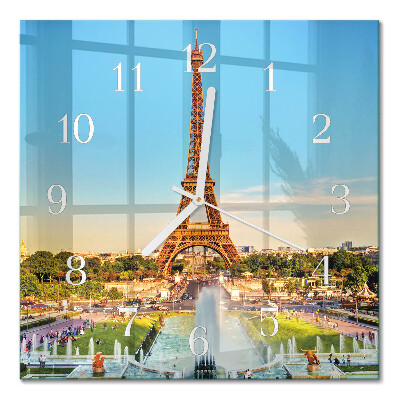 Glass wall clock square Paris